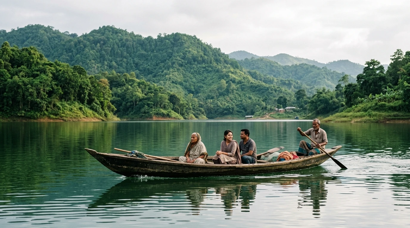 কাপ্তাই হ্রদে ঐতিহ্যবাহী কাঠের বোট যাত্রা