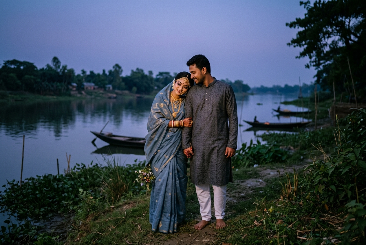 Sonargaon riverside blue hour photo